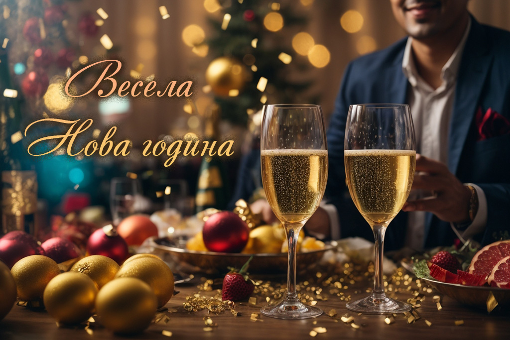 Нова година с шампанско и празнична маса